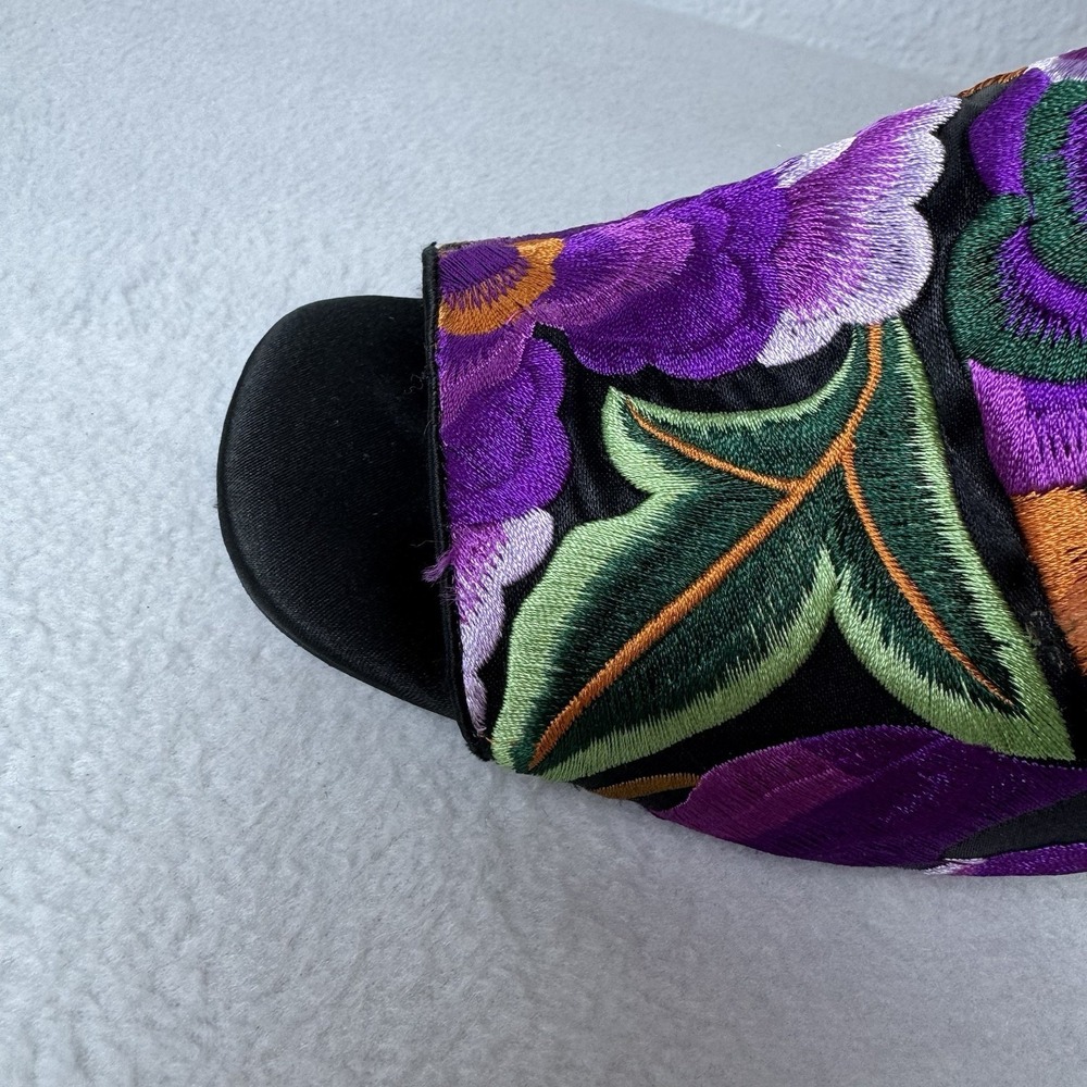 Jeffrey Campbell Floral Bird Embroidered Mules Heels Women's 10 Boho Purple - Picture 13 of 14